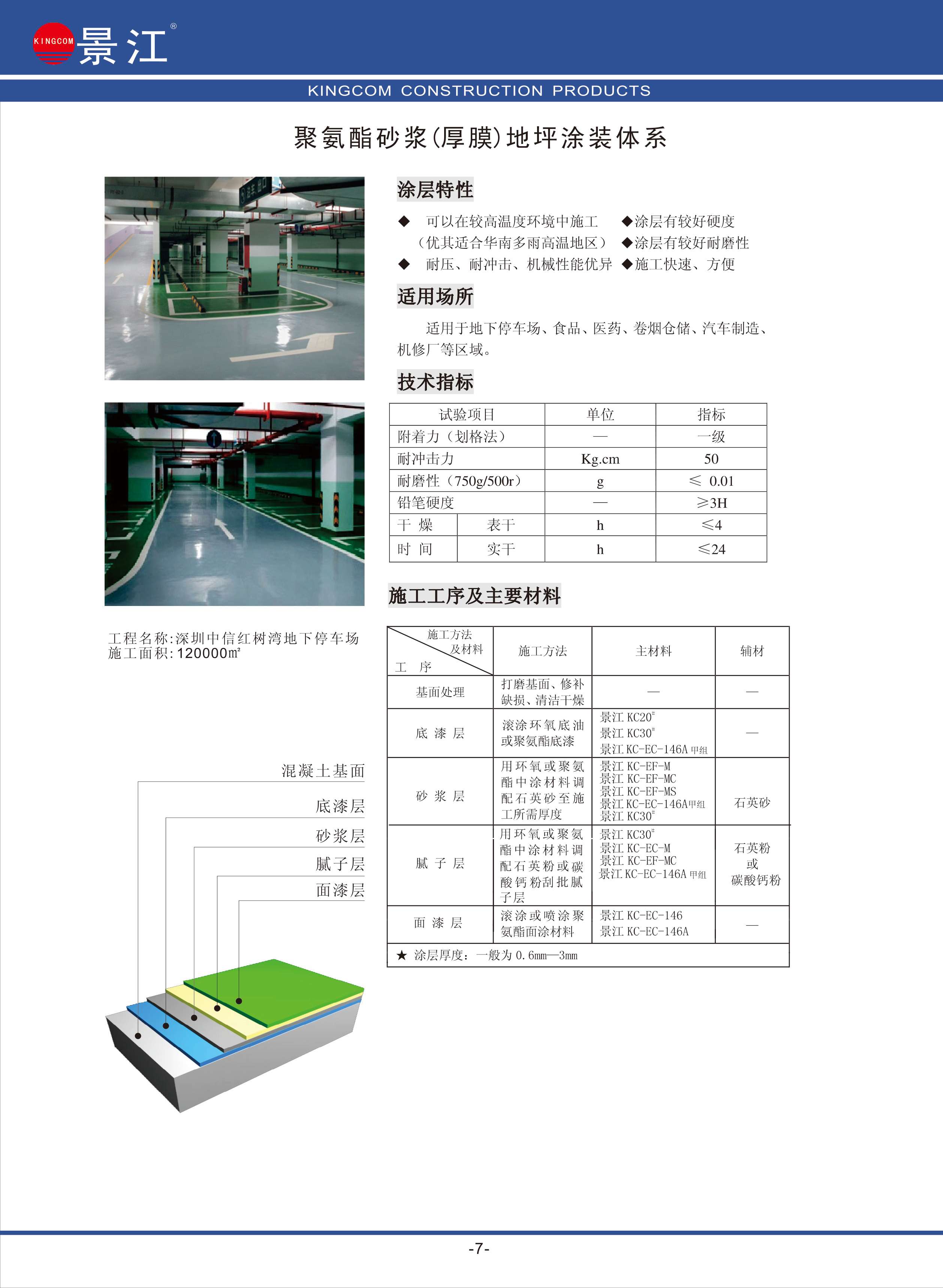 聚氨酯砂浆(厚膜)地坪涂装体系